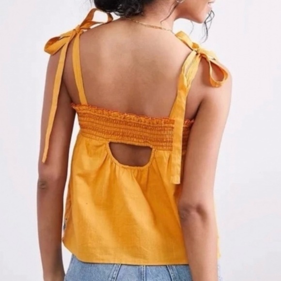 Anthropologie Embroidered Mustard Good Swing Tank Woman’s Size Large NWT - Picture 2 of 11